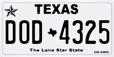 TX license plate DOD4325
