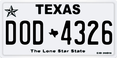 TX license plate DOD4326