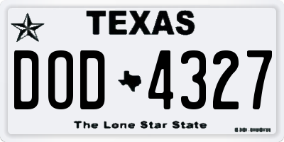 TX license plate DOD4327