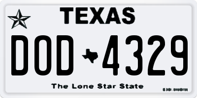 TX license plate DOD4329