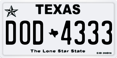 TX license plate DOD4333