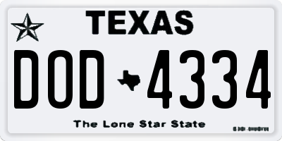 TX license plate DOD4334