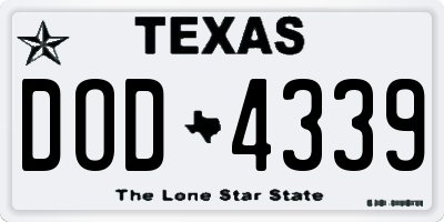 TX license plate DOD4339