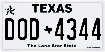 TX license plate DOD4344