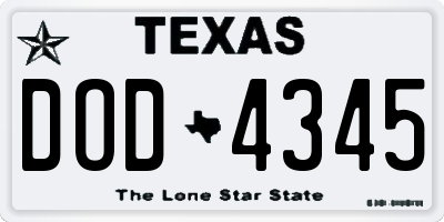 TX license plate DOD4345