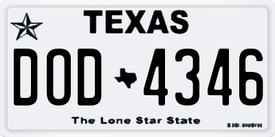 TX license plate DOD4346
