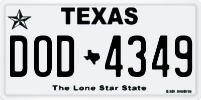TX license plate DOD4349