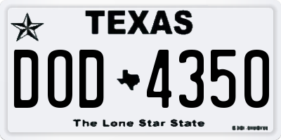 TX license plate DOD4350