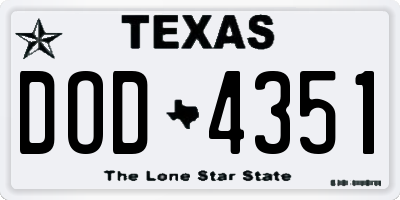 TX license plate DOD4351