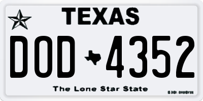 TX license plate DOD4352