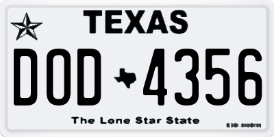 TX license plate DOD4356