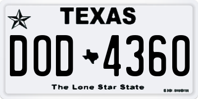 TX license plate DOD4360