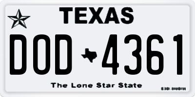 TX license plate DOD4361