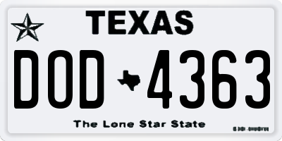 TX license plate DOD4363