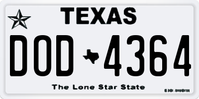 TX license plate DOD4364