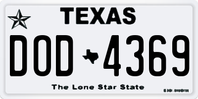 TX license plate DOD4369