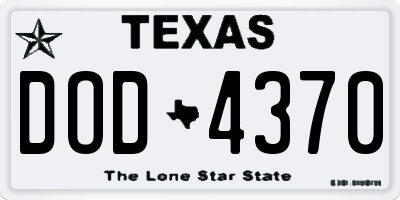 TX license plate DOD4370