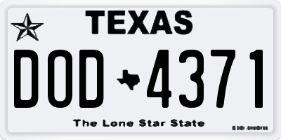 TX license plate DOD4371