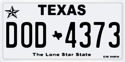 TX license plate DOD4373