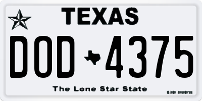 TX license plate DOD4375