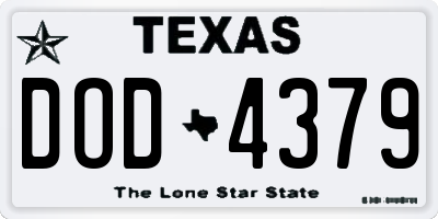 TX license plate DOD4379