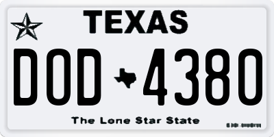 TX license plate DOD4380