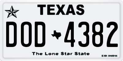 TX license plate DOD4382
