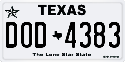 TX license plate DOD4383