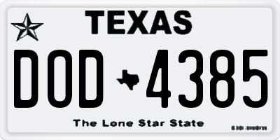TX license plate DOD4385