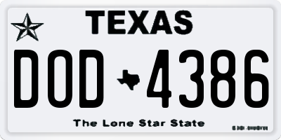 TX license plate DOD4386