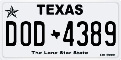 TX license plate DOD4389