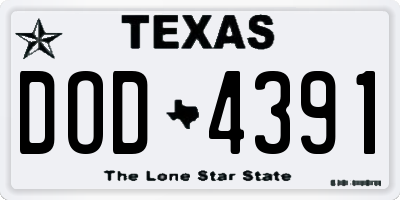 TX license plate DOD4391