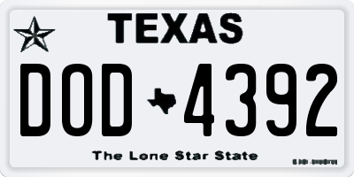 TX license plate DOD4392
