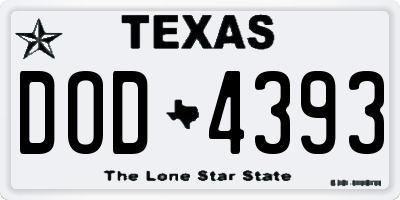 TX license plate DOD4393
