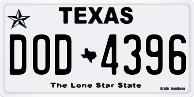 TX license plate DOD4396