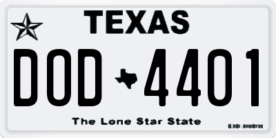 TX license plate DOD4401