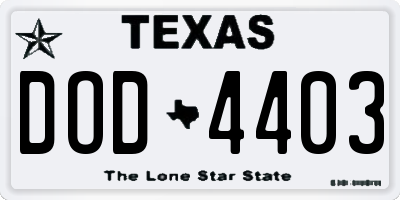 TX license plate DOD4403