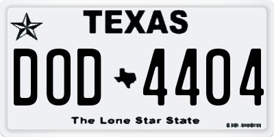 TX license plate DOD4404