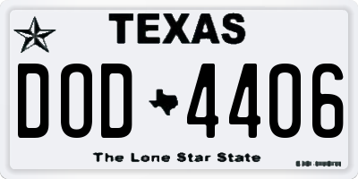 TX license plate DOD4406