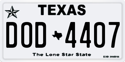 TX license plate DOD4407