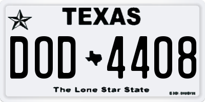 TX license plate DOD4408