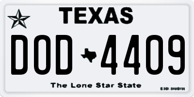 TX license plate DOD4409
