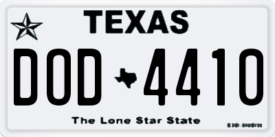 TX license plate DOD4410