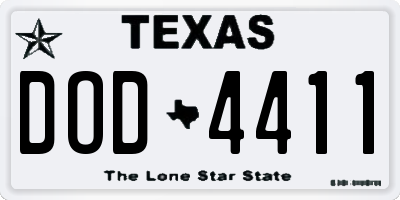 TX license plate DOD4411
