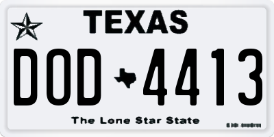 TX license plate DOD4413