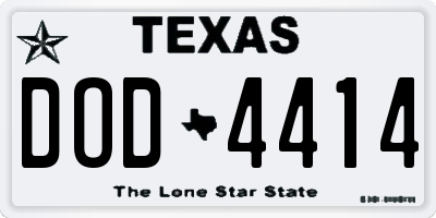 TX license plate DOD4414