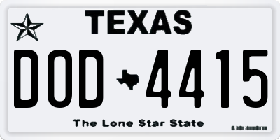 TX license plate DOD4415