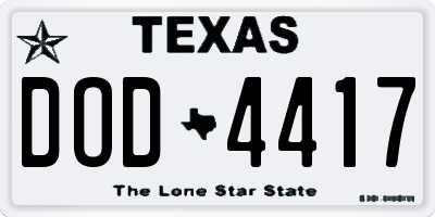 TX license plate DOD4417