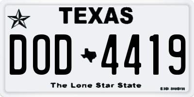 TX license plate DOD4419