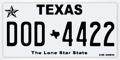 TX license plate DOD4422